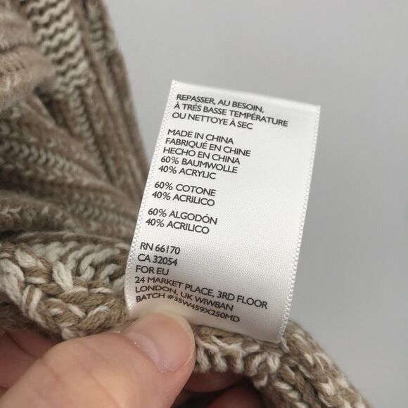 Anthropologie Staring at Stars Cardigan Sweater Womens XS Chevron Tan Ivory - Picture 4 of 9